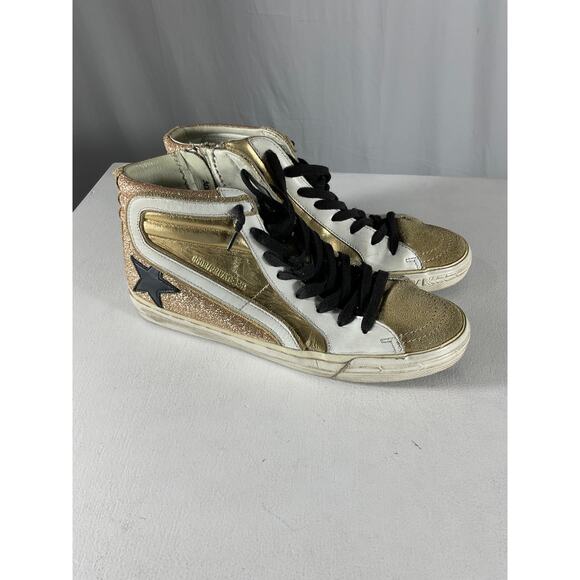 Neiman Marcus Shoes - Neiman Marcus Golden Goose Gold Nmx Glitter And Laminat Sneaker Size 9